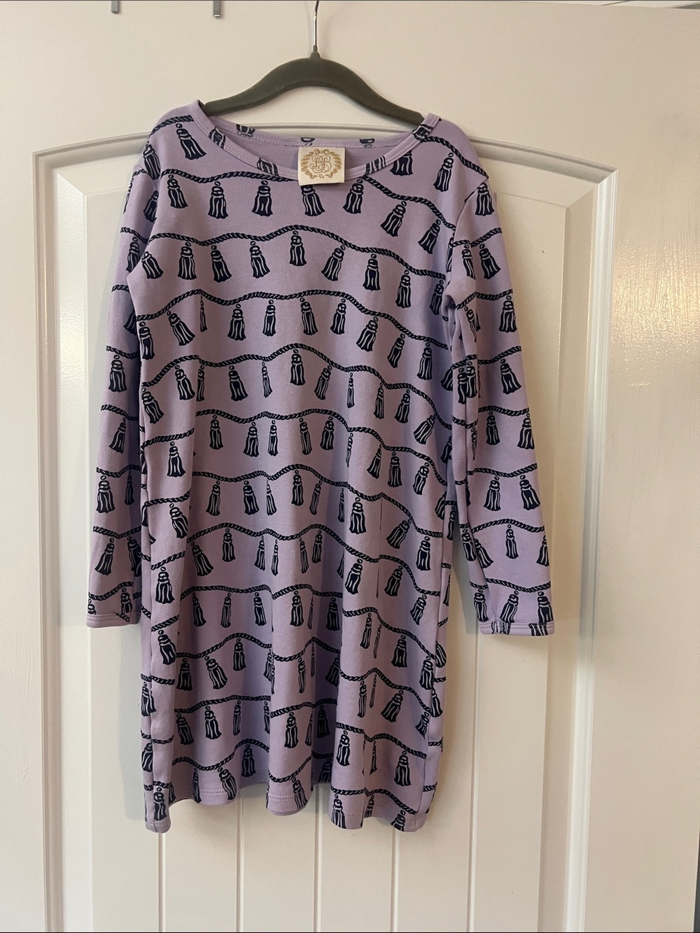 The Beaufort Bonnet Company Dress with Navy Tassel Print - 100% Pima cotton